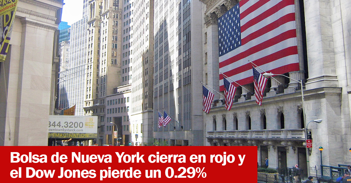 Bolsa de Nueva York cierra en rojo y el Dow Jones pierde un 0.29%