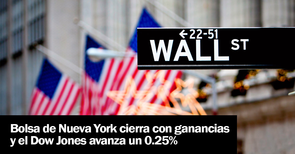 Wall Street cierra con ganancias; el Dow Jones avanza