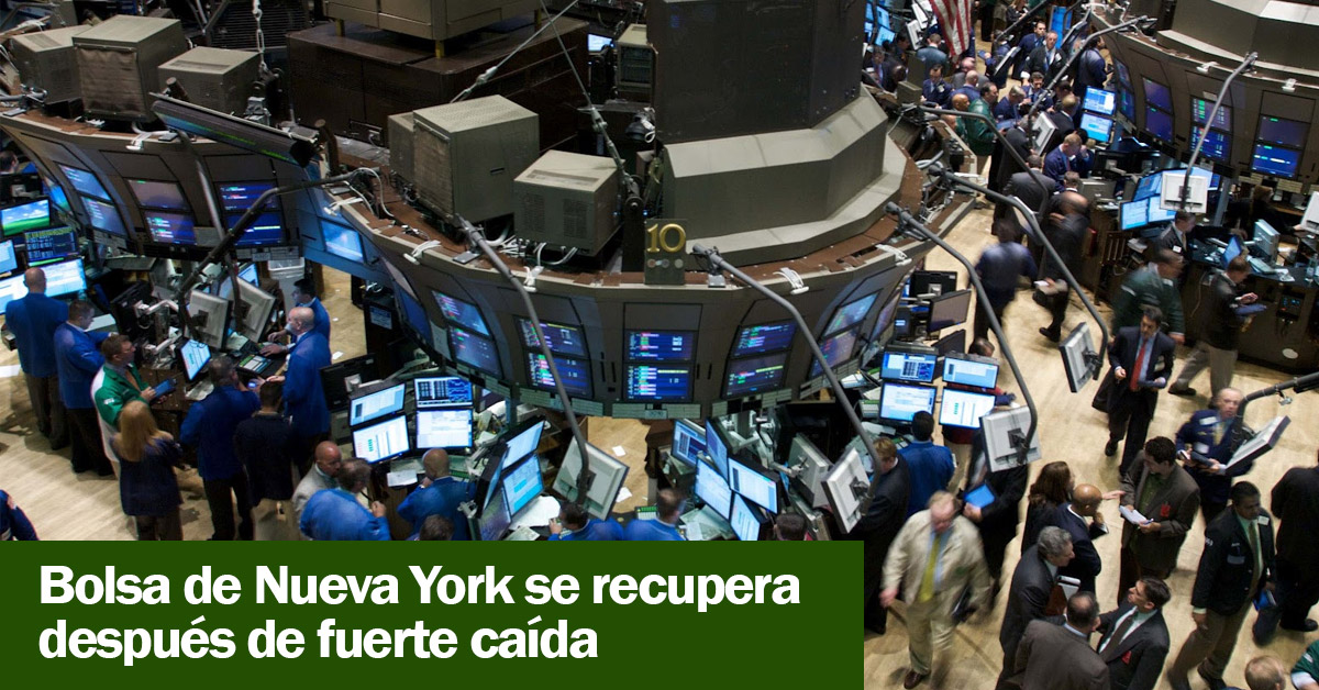 Bolsa de Nueva York se recupera después de fuerte caída