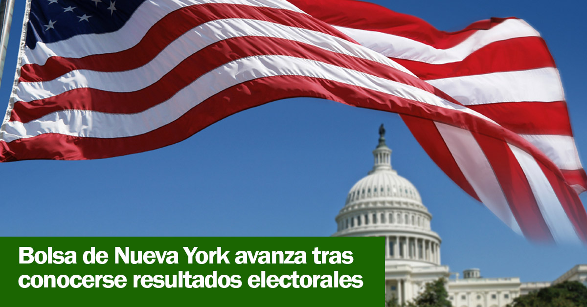 Bolsa de Nueva York avanza tras conocerse resultados electorales