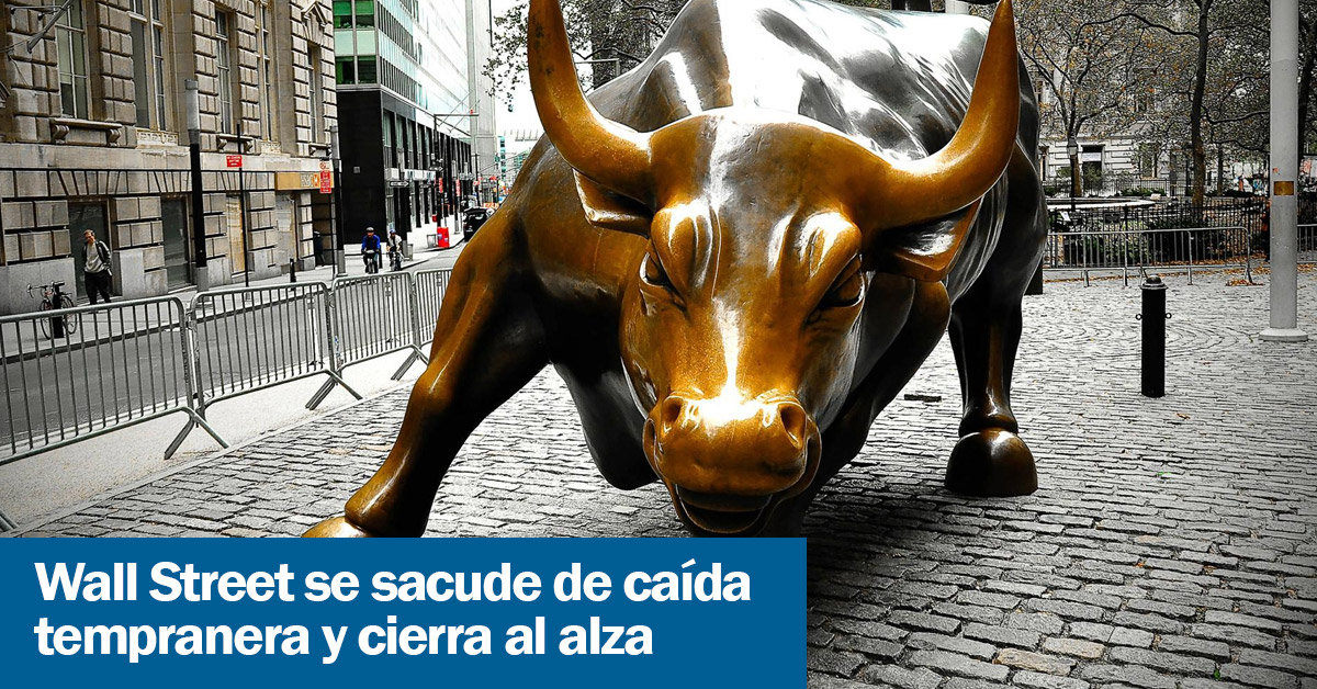 Wall Street se sacude de caída tempranera y cierra al alza