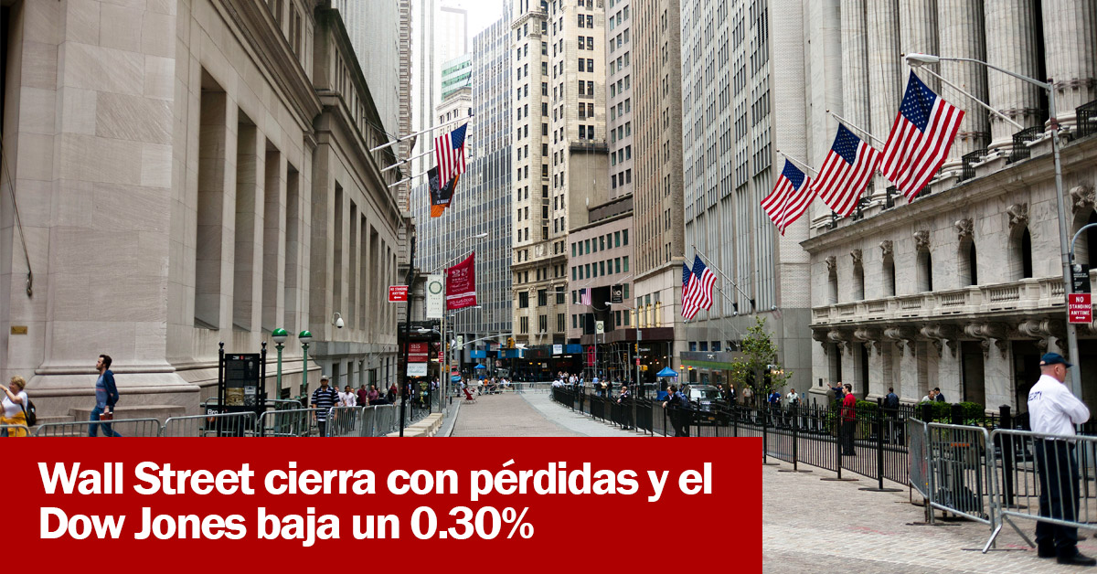 Wall Street cierra con pérdidas y el Dow Jones baja un 0.30%