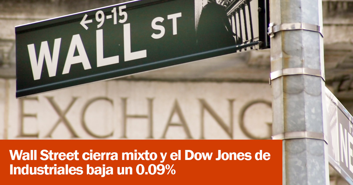 Wall Street cierra mixto y el Dow Jones de Industriales baja un 0.09%