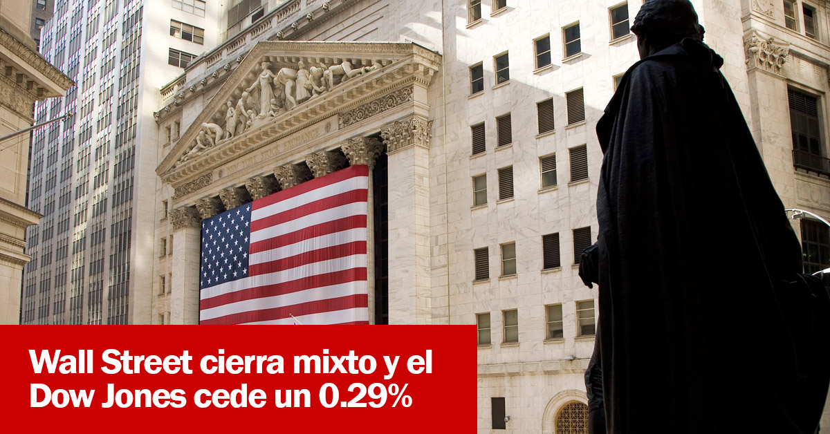 Wall Street cierra mixto y el Dow Jones cede un 0.29%