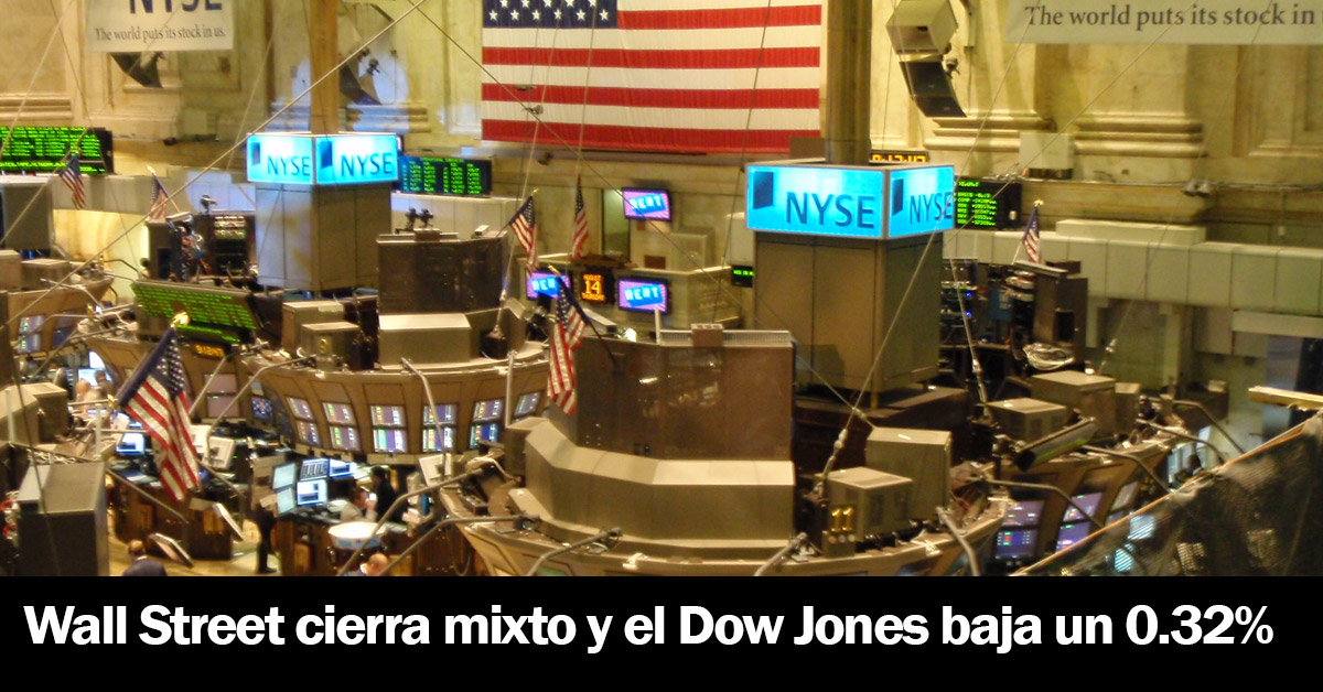 Wall Street cierra mixto y el Dow Jones baja un 0.32%